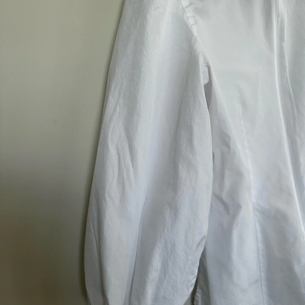 J. Crew White Puff Sleeve Blouse with Bib Collar